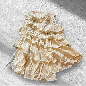 Mable Midi Ruffle Boho Skirt Size Small 100% Cotton